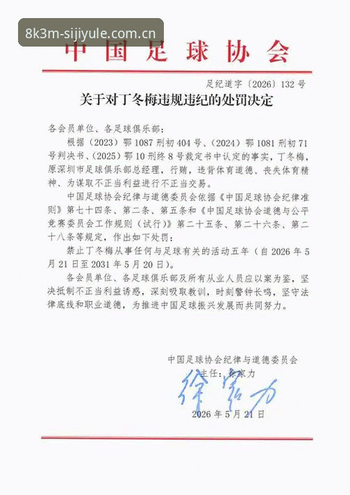 四季娱乐沉浸对比 中国足协第三批禁足名单最新动态:65人受罚,17人终身禁赛